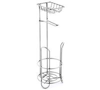 Msv Toilet Paper Holder with Shelf, Metal, for a Total of 3 Rolls, Silver, Chrome, 61.5 x 18.5 x 16.5 cm