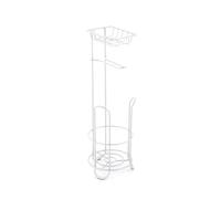 MSV Toilet Roll Holder with Shelf - Metal - 3 Rolls - Matte White