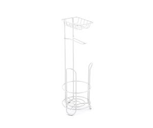 MSV Toilet Roll Holder with Shelf - Metal - 3 Rolls - Matte White