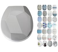 MSV Toilet seat Origami Made of Duroplast with Soft Close, Gray, 30 x 20 x 15 cm