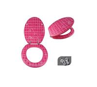 MSV Vichy Pink Toilet Seat, Silver