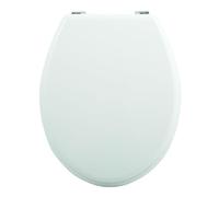 MSV Zinc Toilet Seat with Hinges, White/Silver