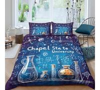 MSVMPGTHB 3D Microfibre Science lab setup Quilt Cover Set All Season Bedding Set with Pillow Shams hand drawn educational Bed Quilt Cover Easy Care Breathable for Couples Super king（260x220cm）