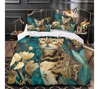 MSVMPGTHB Bengal cat 3D Print Duvet Cover 3pcs Microfibre Breathable Kids Decor Artistic fantasy Comforter Cover 2 Matching Pillowcases Zipper Closure Bedding Kids & Girls Super king（260x220cm）