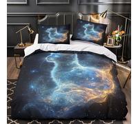 MSVMPGTHB Cosmic cat 3D Printing Duvet Cover Set 3pcs 100% Microfibre Anti-Fade Galactic fantasy Duvet Insert Cover 2 Pillowcases Zip Closure Bedding Boys Bedroom King（220x240cm）