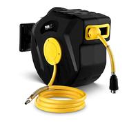 MSW Automatic Air Hose Reel Retractable Compressor Hose Reel Wall Mount 15m 18bar PRO-A 15 (Polypropylene Hosuing, PVC Hose, Inlet Hose 1.5m, Outlet Hose 15m)