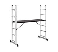 MSW Ladder Scaffolding 3-in-1: Ladder, Stepladder and Work Platform, 150 kg Load Capacity, Folding Frame, Multifunctional Frame, Aluminium Scaffolding, Ladder Platform