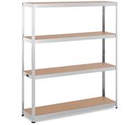 MSW Metal storage rack - 160 x 40 x 180 cm - for 4 x 150 kg - Grey MSW-STSH-34