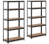 MSW Metal storage rack - 90 x 40 x 180 cm - for 5 x 175 kg - Slate grey - 2 pcs. MSW-STSH-22
