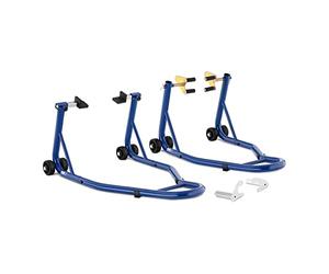 MSW Motorcycle Wheel Stand Motorbike Stand 2Pcs. Front/Rear Wheels Fork Mount 200kg MSW-MS-14 (Black, Powder-Coated Carbon Steel, 200kg Each, Adaptor B3, B5, B6)