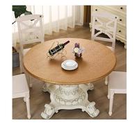 Mswborml PU Leather Round Tablecloth with Elastic, Anti-Tear Round Dining Table Cloth Waterproof, Wipeable Outdoor Round Coffee Table Cover, Oil-Proof Table Cover Double Fitted,H,150cm/59in