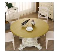 Mswborml PU Leather Round Tablecloth with Elastic, Anti-Tear Round Dining Table Cloth Waterproof, Wipeable Outdoor Round Coffee Table Cover, Oil-Proof Table Cover Double Fitted,I,100cm/39in