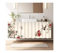 Mswborml Waterproof Cabinet Curtains for Book Shelves, Floral-Printed under The Sink Curtain for Kitchen Storage Room, Dust Proof Privacy Closet Curtain with Hook & Loop,F,W120x100cmH/47x39in