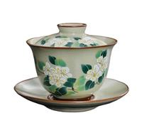 MSWgjYRQ China Tea Cups Handmade Ceramic Gaiwan Chinese Teacup Hand-Painted Flowers Sancai Tea Tureen Travel Bowl Porcelain Teaware Set Accessories Mug Sets(C)