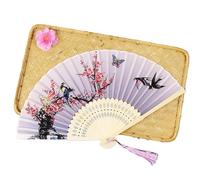 MSWgjYRQ Chinese Style Fan Pattern Folding Dance Wedding Party Lace Silk Hand Held Flower Women Photo Prop Tool Art Craft Decorative Folding Fans(01)