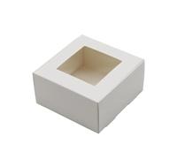 MSWgjYRQ Organizer Box 50Pcs 10x10cm Series Kraft Paper Packaging Box Handmade Dessert/Candy/Cookie Party Wedding Favorite Display Boxes Desk Storage(White Windows 50pcs,10x10x6cm)