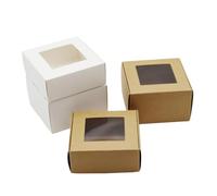 MSWgjYRQ Organizer Box 50Pcs 10x10cm Series Kraft Paper Packaging Box Handmade Dessert/Candy/Cookie Party Wedding Favorite Display Boxes Desk Storage(Brown25pcs White25pcs,10x10x6cm)