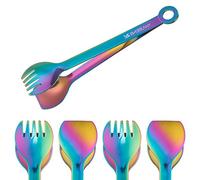 MSY BIGSUNNY Multicolor Small Serving Tongs - 6 Inches Premium Stainless Steel Appetizer Tongs, Set of 4
