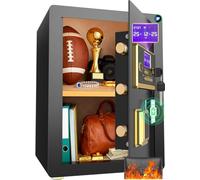 MSYCOST 2.0 Cuft Anti-Theft Digital Safe Box with Fireproof Waterproof Bag, LED Light & Alarm System - Security Safe with Adjustable Shelf for Jewelry, Documents, Cash - for Home, Office, Hotel