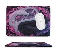 MSYKANIX Abstract Asian Yin Yang Non-Slip Mousepad,Colorful Fantasy Yin Yang Theme Japanese Cherry Blossom Dragon with Most Types of Mouse,Stitched Edges for Decoration 20x24 cm