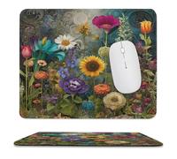 MSYKANIX Abstract Beautiful Floral Soft Stitched Edge Mouse Pad,Rustic Colorful Spring Garden Boho Flower Daisies Sunflowers Non-Slip Mousepad for Office,Home 25x30 cm