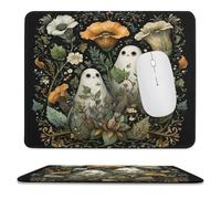 MSYKANIX Abstract Cartoon Ghost Soft Stitched Edge Mouse Pad,Cute Colorful Horror Theme Halloween Ghost William Morris Floral Non-Slip Mousepad for Office,Home 25x30 cm
