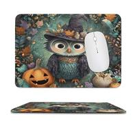 MSYKANIX Abstract Cartoon Owl Soft Stitched Edge Mouse Pad,Cute Colorful Halloween Theme Plant Floral Maple Leaves Pumpkin Non-Slip Mousepad for Office,Home 20x24 cm