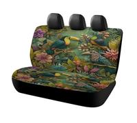 MSYKANIX Abstract Cartoon Toucan Car Cover Set for Rear Bench Seat with Polyester,Colorful Cute Tropical Jungle Animal Bird Botanical Palm Leaf Floral Back Covers Universal