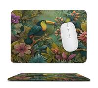 MSYKANIX Abstract Cartoon Toucan Soft Stitched Edge Mouse Pad,Colorful Cute Tropical Jungle Animal Bird Botanical Palm Leaf Floral Non-Slip Mousepad for Office,Home 20x24 cm