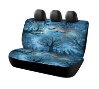 MSYKANIX Abstract Colorful Bat Car Cover Set for Rear Bench Seat with Polyester,Rustic Gothic Halloween Forest Night Tree Animal Bats Full Moon Back Covers Universal