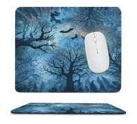 MSYKANIX Abstract Colorful Bat Soft Stitched Edge Mouse Pad,Rustic Gothic Halloween Forest Night Tree Animal Bats Full Moon Non-Slip Mousepad for Office,Home 25x30 cm