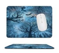 MSYKANIX Abstract Colorful Bat Soft Stitched Edge Mouse Pad,Rustic Gothic Halloween Forest Night Tree Animal Bats Full Moon Non-Slip Mousepad for Office,Home 20x24 cm