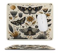 MSYKANIX Abstract Colorful Butterfly Soft Stitched Edge Mouse Pad,Modern Vintage Boho Gothic Animal Butterflies Plant Flower Moon Non-Slip Mousepad for Office,Home 25x30 cm