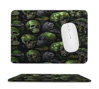 MSYKANIX Abstract Colorful Camo Skull Non-Slip Mousepad,Rustic Modern Green Camouflage Gothic Skull with Most Types of Mouse,Stitched Edges for Decoration 20x24 cm