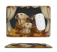 MSYKANIX Abstract Colorful Dog Non-Slip Mousepad,Rustic Cute Pet Labrador Fall Thanksgiving Pumpkins Maple Leaves with Most Types of Mouse,Stitched Edges for Decoration 20x24 cm