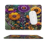 MSYKANIX Abstract Colorful Floral Soft Stitched Edge Mouse Pad,Rustic Beautiful Spring Garden Boho Flower Daisies Sunflowers Non-Slip Mousepad for Office,Home 20x24 cm