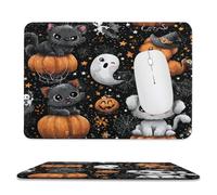 MSYKANIX Abstract Colorful Ghost Soft Stitched Edge Mouse Pad,Cartoon Cute Halloween Theme Plant Pumpkin Animal Cat Dog Non-Slip Mousepad for Office,Home 20x24 cm