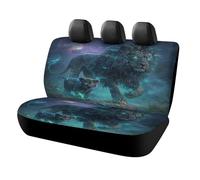 MSYKANIX Abstract Colorful Lion Car Cover Set for Rear Bench Seat with Polyester,Cool Fantasy Forest Night Mountain Animal Lions Starry Sky Back Covers Universal