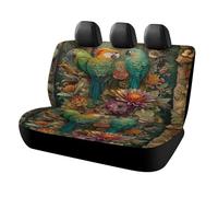 MSYKANIX Abstract Colorful Parrot Car Cover Set for Rear Bench Seat with Polyester,Rustic Cute Tropical Jungle Wildlife Birds Botanical Floral Lotus Back Covers Universal