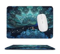 MSYKANIX Abstract Colorful Peacock Soft Stitched Edge Mouse Pad,Beautiful Fantasy Boho Indian Mandala Animal Peacock Feathers Non-Slip Mousepad for Office,Home 20x24 cm