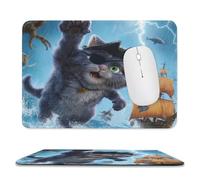 MSYKANIX Abstract Colorful Pirate Ships Soft Stitched Edge Mouse Pad,Funny Fantasy Nautical Pirate Cat Fish Sailboat Non-Slip Mousepad for Office,Home 20x24 cm
