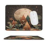 MSYKANIX Abstract Colorful Sun Moon Soft Stitched Edge Mouse Pad,Rustic Vintage Geometric Boho Mid Century Mountain Plant Full Moon Non-Slip Mousepad for Office,Home 25x30 cm