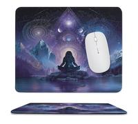 MSYKANIX Abstract Colorful Yoga Soft Stitched Edge Mouse Pad,Beautiful Fantasy Forest Night Mountain Moon Indian Mandala Yoga Non-Slip Mousepad for Office,Home 25x30 cm