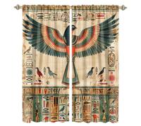 MSYKANIX Abstract Egyptian Anu agle Rod Pocket Curtain for Bedroom,Rustic Watercolor Ancient Egypt Pharaoh Pyramid Hieroglyphics Theme Blackout Window Drapes 2 Panels,Each 53.5Wx137L cm
