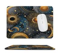MSYKANIX Abstract Fantasy Constellation Soft Stitched Edge Mouse Pad,Colorful Beautiful Boho Moon Sun Galaxy Night Starry Sky Non-Slip Mousepad for Office,Home 20x24 cm