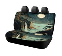 MSYKANIX Abstract Fantasy Mountains Car Cover Set for Rear Bench Seat with Polyester,Modern Colorful Marble Mountain Waterfall Pine Trees Full Moon Back Covers Universal