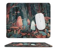 MSYKANIX Abstract Fantasy Mushroom Soft Stitched Edge Mouse Pad,Colorful Cartoon Fairy Tale Forest Night Trees Plant Ghosts Non-Slip Mousepad for Office,Home 25x30 cm