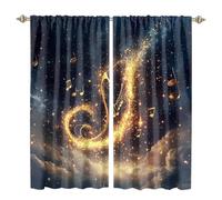 MSYKANIX Abstract Fantasy Music Note Print Curtains,Cool Watercolor Anime Cartoon Outer Space Galaxy Music Note Rod Pocket Window Drapes for Living Room 2 Panels,Each 50.5Wx114L cm（Decor）