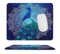 MSYKANIX Abstract Fantasy Peacock Soft Stitched Edge Mouse Pad,Colorful Beautiful Boho Indian Mandala Animal Peacock Feathers Non-Slip Mousepad for Office,Home 25x30 cm