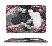 MSYKANIX Abstract Fantasy Yin Yang Non-Slip Mousepad,Colorful Japanese Ocean Great Waves Black Cat Cherry Blossom with Most Types of Mouse,Stitched Edges for Decoration 20x24 cm